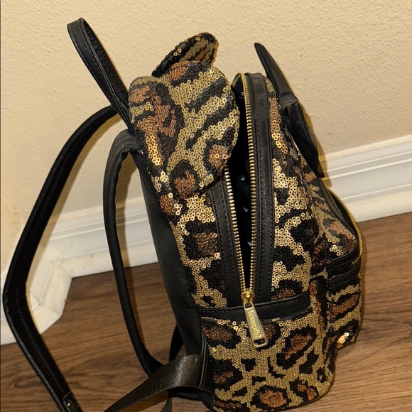 Sequin Leopard Print Mini Backpack with Bow and Matching Ear Headband - Picture 5 of 7